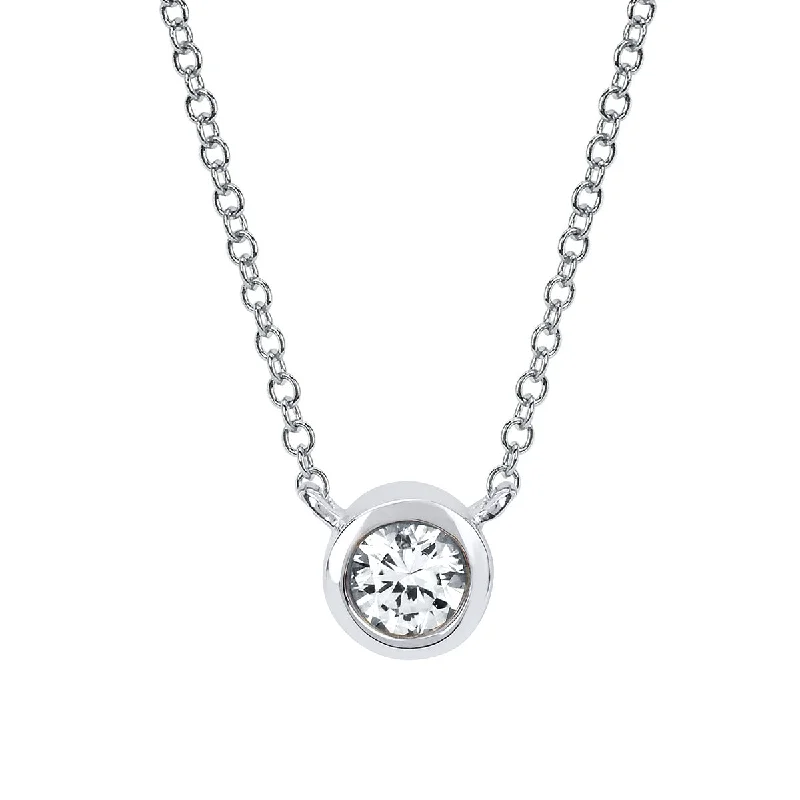 White Sapphire Bezel Set Pendant