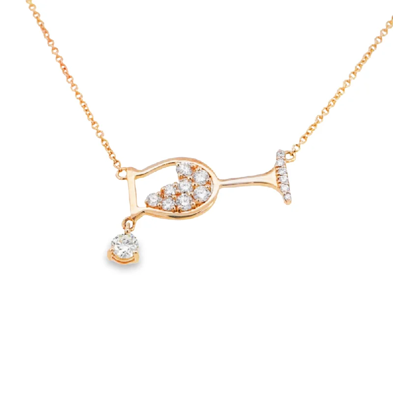 personalized gemstone pendant necklace 14K Gold and Diamond Wine Glass Necklace | Fernbaugh's Jewelers