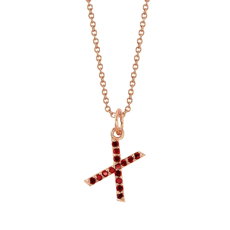 vintage-style floral brooch X Initial Birthstone Charm Necklace