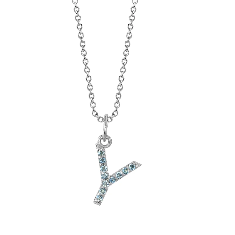 black and gold wedding band Y Initial Birthstone Charm Necklace
