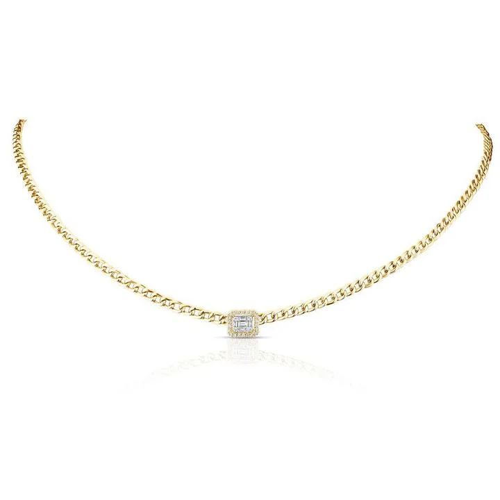 real citrine gemstone pendant 14K Yellow Diamond Chainlink Collar/Choker Necklace