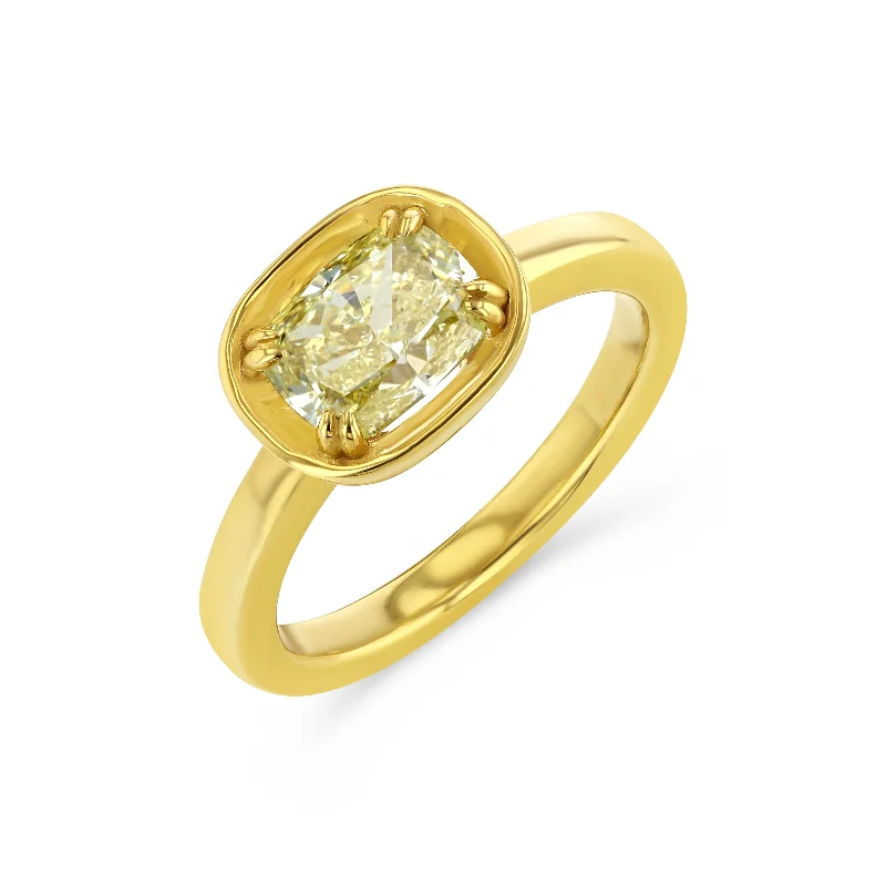 custom nameplate bracelet silver Yellow Cushion Cut Diamond Basket Setting Ring