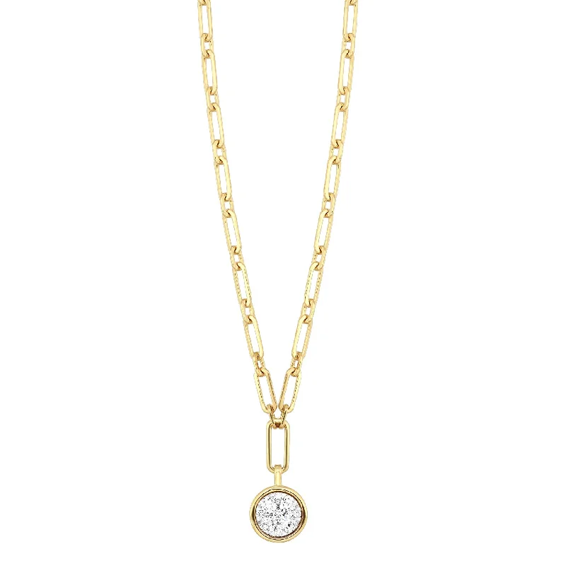 simple gold hoop earrings Yellow Gold and Diamond Cluster Pendant with Paperclip Chain