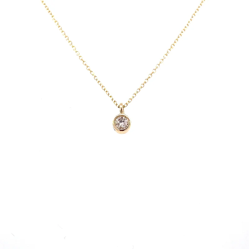 cubic zirconia stud earrings classic Yellow Gold Bezel Set Diamond Pendant