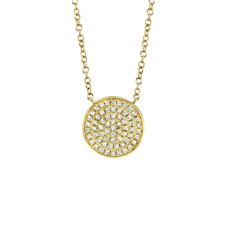 Yellow Gold Pave-Set Circle Pendant