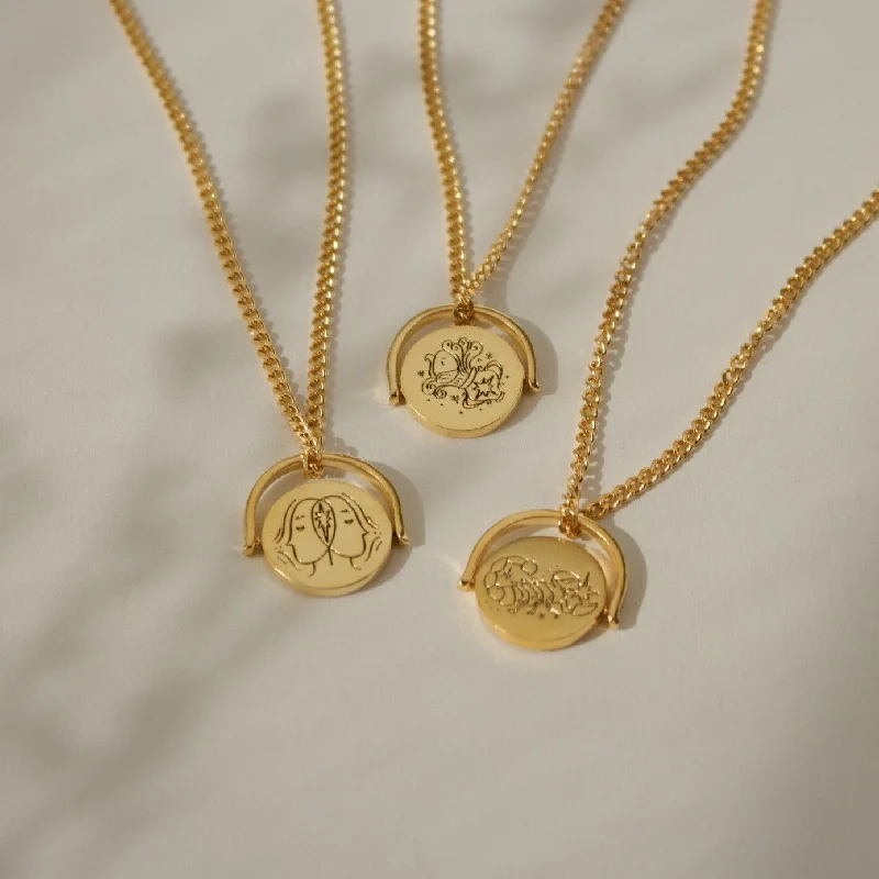 classic diamond solitaire necklace Zodiac Spinner Necklace